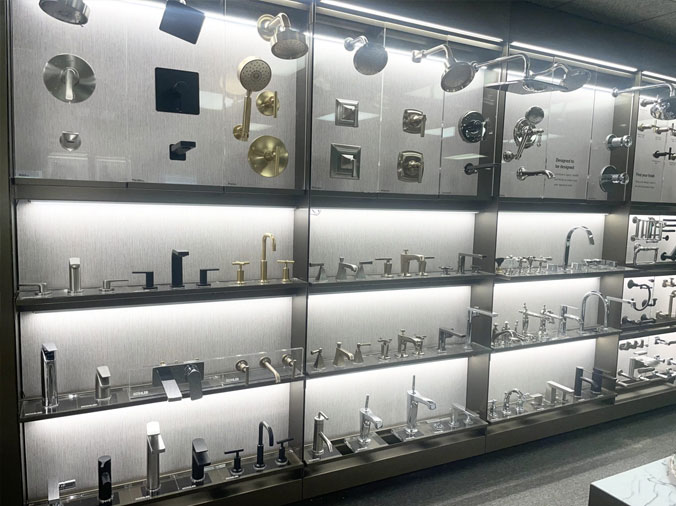 McDonald Supply Kitchen & Bath Showroom bathroom faucets on display